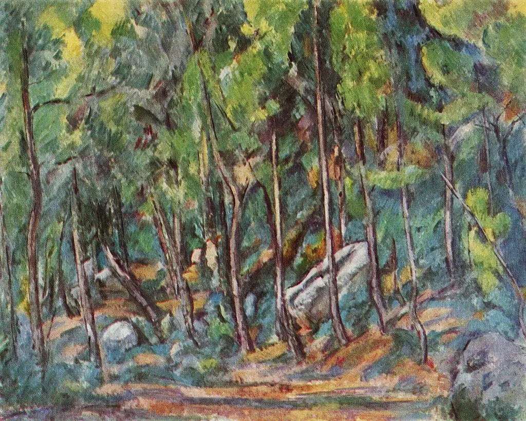 Forest Interior of Fontainebleau in Detail Paul Cezanne